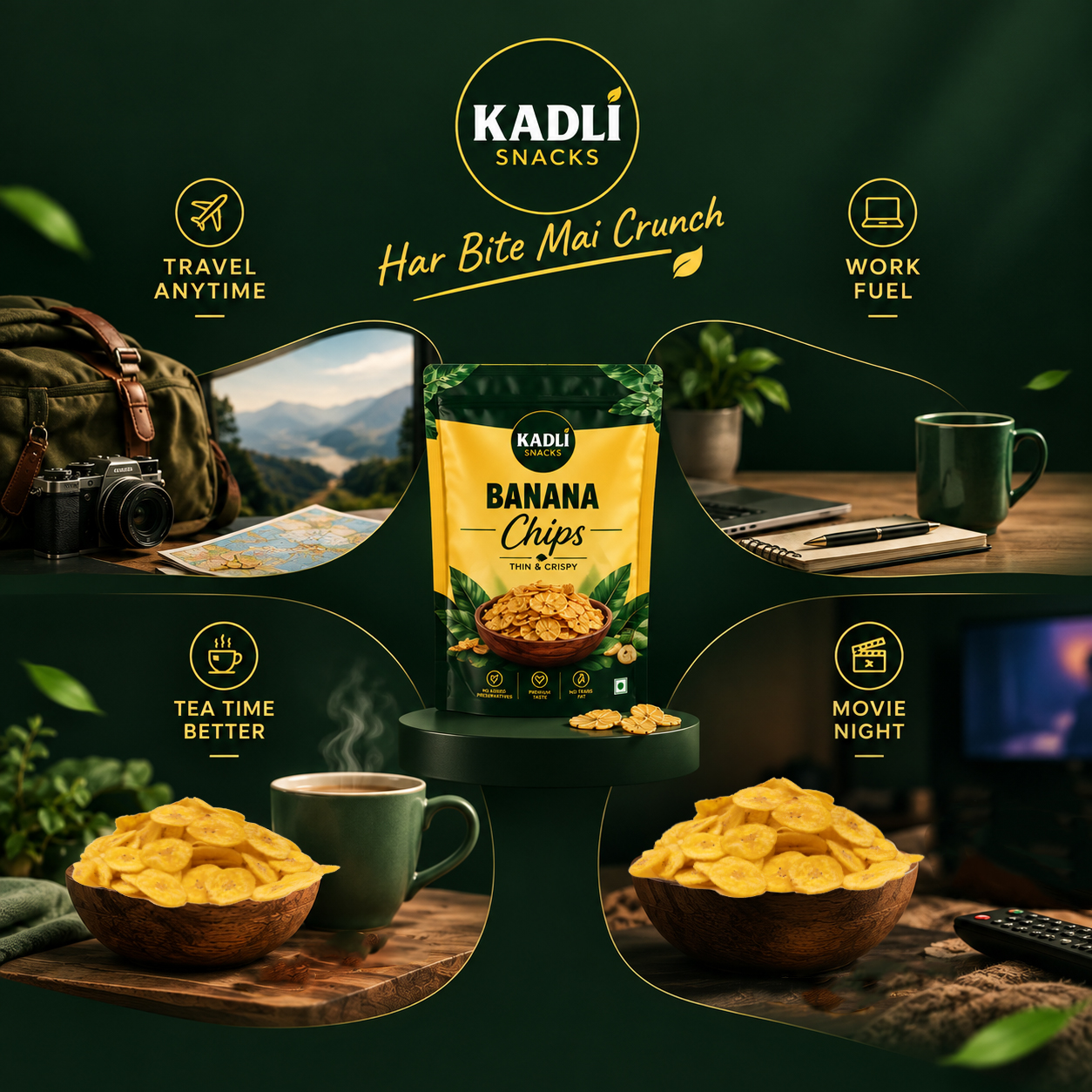 Kadli Snacks for travel, work, tea time and movie night